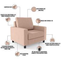 Kit 02 Poltronas Malta L02 Linho Rosê - 6