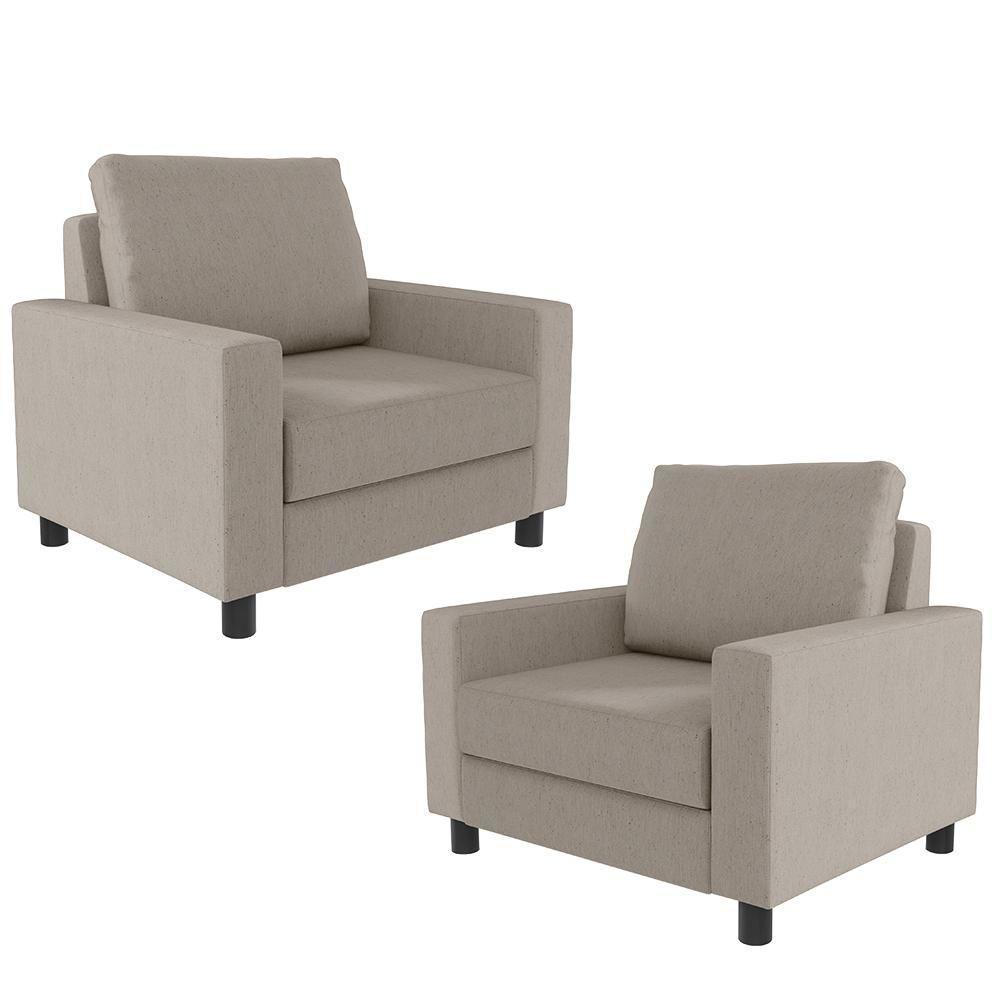 Kit 02 Poltronas Malta L02 Linho Bege - 1
