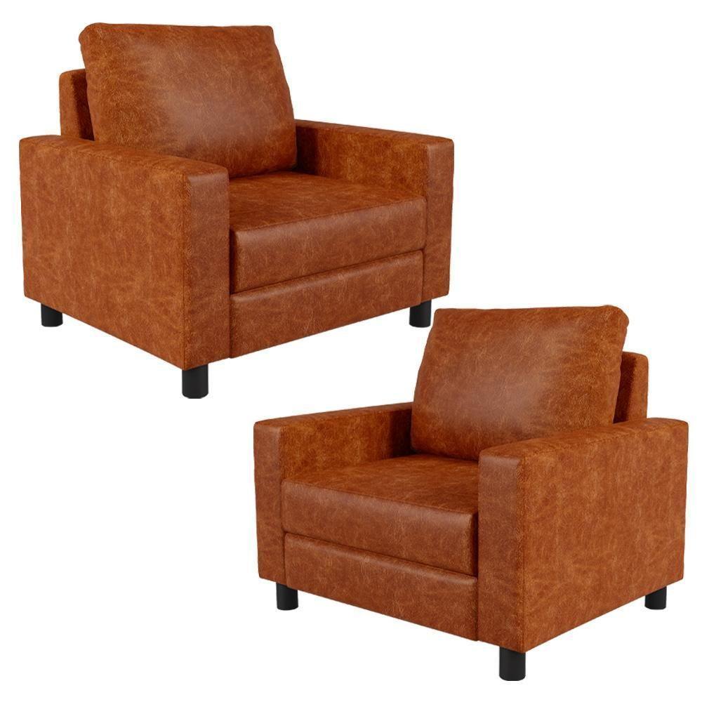 Kit 02 Poltronas Malta L02 Couríssimo Camel - 1