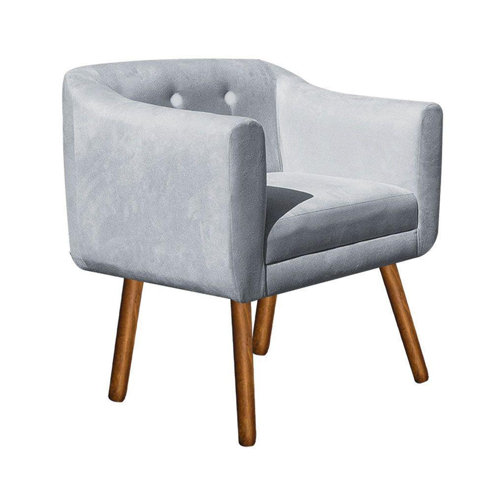 Kit 02 Poltronas Julia Suede Cinza Strass Pés Palito - 3