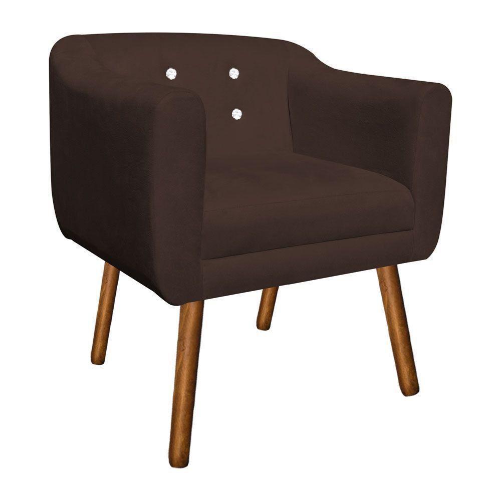 Kit 02 Poltronas Julia Suede Marrom Strass Pés Palito - 3