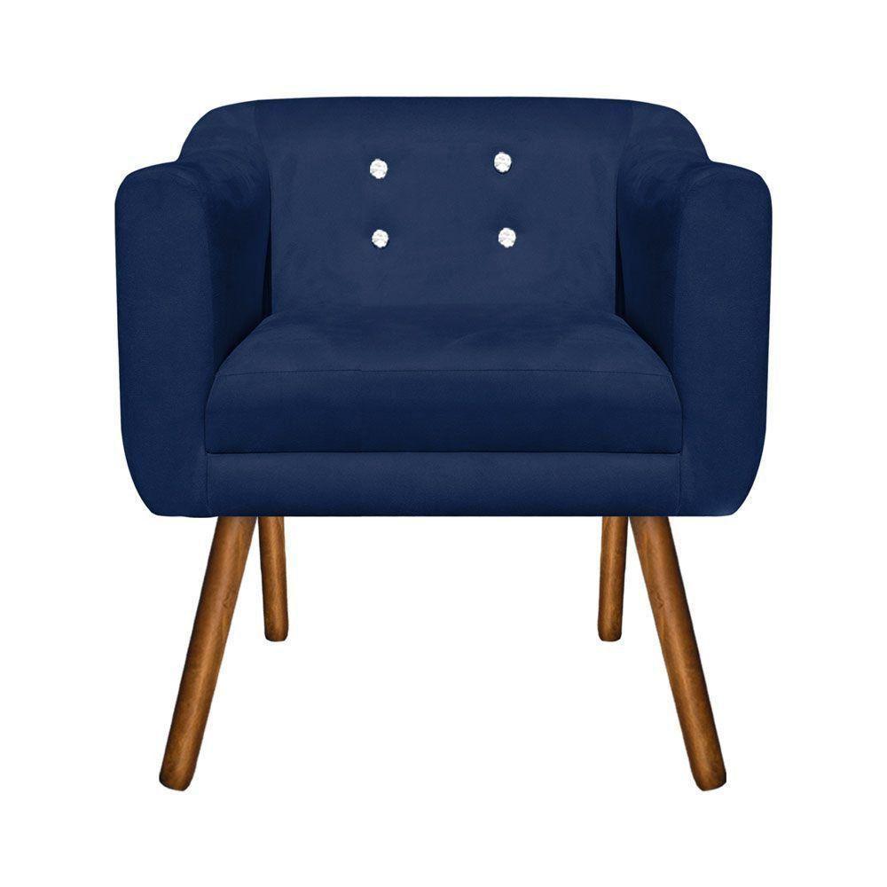 Kit 02 Poltronas Julia Azul Marinho Com Strass Pés Palito - 2