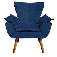 Kit 02 Poltronas Opala Suede Azul Marinho Pés Palito - 2