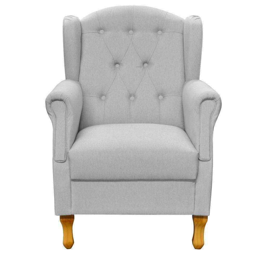 Kit 02 Poltronas Para Sala De Estar Yara P02 Linho Cinza - 4