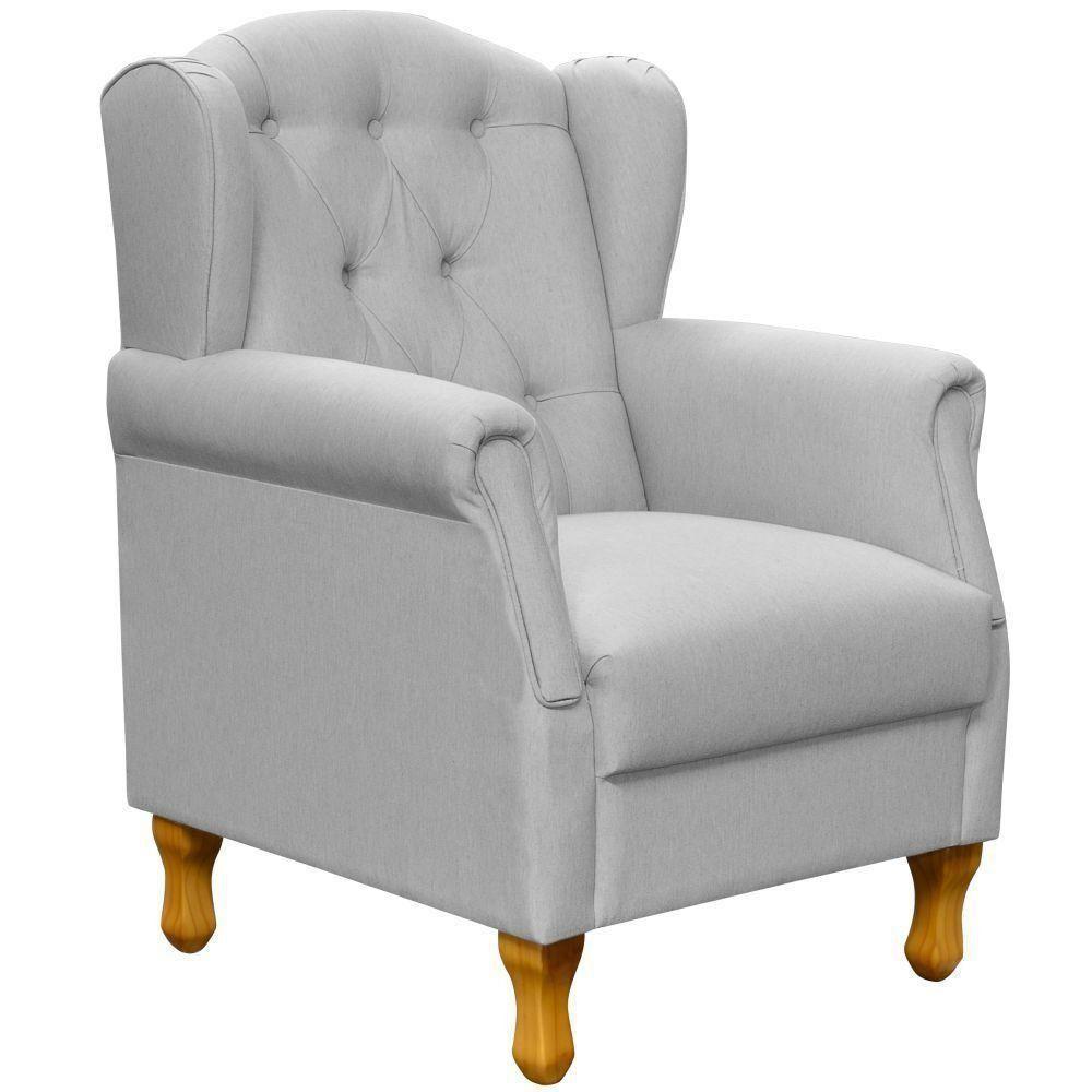 Kit 02 Poltronas Para Sala De Estar Yara P02 Linho Cinza - 9