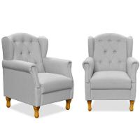 Kit 02 Poltronas Para Sala De Estar Yara P02 Linho Cinza - 1