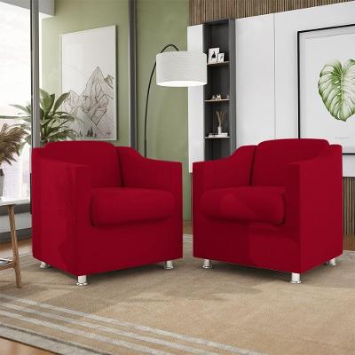 Kit 02 Poltronas Tilla Recepção Consultório Suede Balaqui Cor:vermelho
