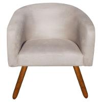 Kit 02 Poltronas Stella Suede Bege Pés Palito Castanho - 5