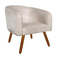 Kit 02 Poltronas Stella Suede Bege Pés Palito Castanho - 7