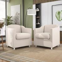 Kit 02 Poltronas Tilla Recepção Consultório Suede Balaqui Cor:bege - 1