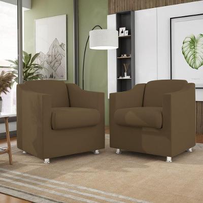 Kit 2 Poltronas Tilla Recepção Consultório Suede Marrom Balaqui Decor