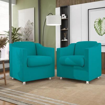 Kit 2 Poltronas Tilla Recepção Consultório Suede Turquesa Balaqui Decor