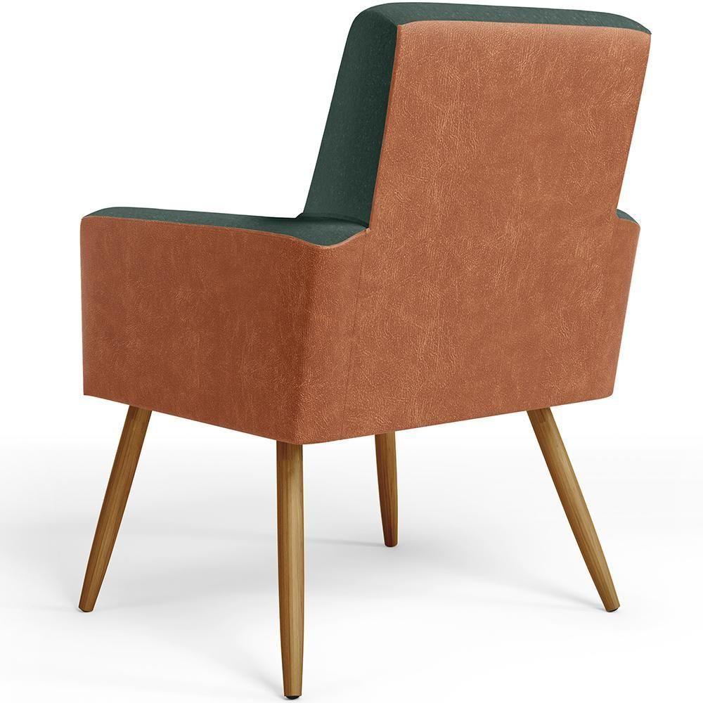 Kit 02 Poltronas Pés Palito Linho Verde Musgo Camel - 2