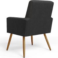 Kit 02 Poltronas Pés Palito Linho Chumbo Couríssimo Preto