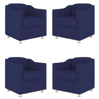 Kit 04 Poltronas Tilla Consultório Recepção Sala Suede Cor:azul Marinho - 1