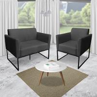 Kit 1 Namoradeira e 2 Poltronas Marisa Suede Preto Preto - 7