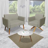 Kit 1 Namoradeira e 2 Poltronas Marisa Marrom Rato Madeira - 4