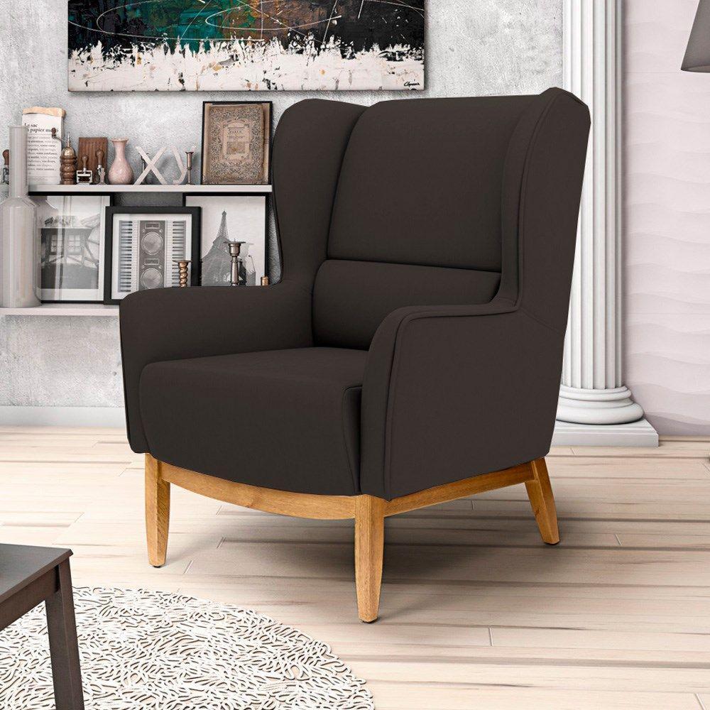 Kit 2 Poltronas Base Madeira Corano Marrom Domi - 3