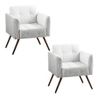 Kit 2 Poltronas Decorativa Bia Couro Branco - 1