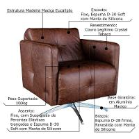 Kit 3 Poltronas Giratória Astana Couro Marrom - 3