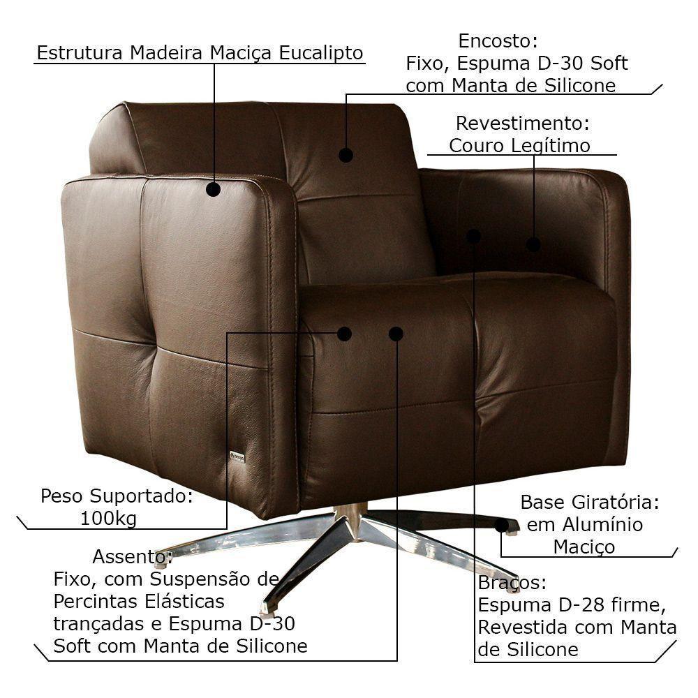Kit 3 Poltronas Giratória Astana Couro Capucino - 2