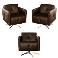 Kit 3 Poltronas Giratória Astana Couro Capucino - 1