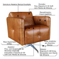 Kit 3 Poltronas Giratória Astana Couro Marrom - 8