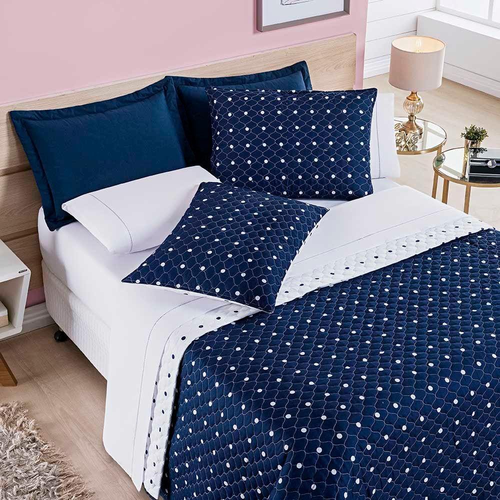 Kit Cobre Leito Celine Solteiro Dupla Face Micropercal 200 Fios 02 Peças - Azul Marinho - 3