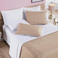 Kit Cobre Leito Celine Casal Padrão Dupla Face Micropercal 200 Fios 03 Peças - Cáqui - 3