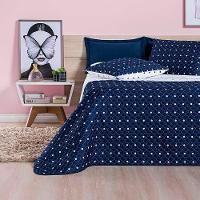 Kit Cobre Leito Celine Casal Queen Dupla Face Micropercal 200 Fios 03 Peças - Azul Marinho - 1