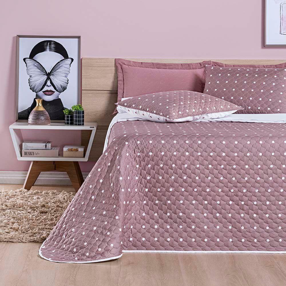 Kit Cobre Leito Celine Casal Padrão Dupla Face Micropercal 200 Fios 03 Peças - Rosê - 1