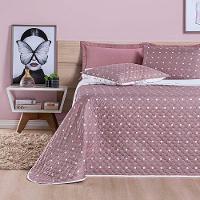 Kit Cobre Leito Celine Casal Padrão Dupla Face Micropercal 200 Fios 03 Peças - Rosê - 1