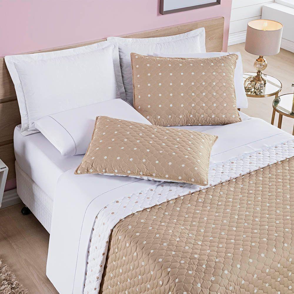 Kit Cobre Leito Celine Casal King Dupla Face Micropercal 200 Fios 03 Peças - Cáqui - 2