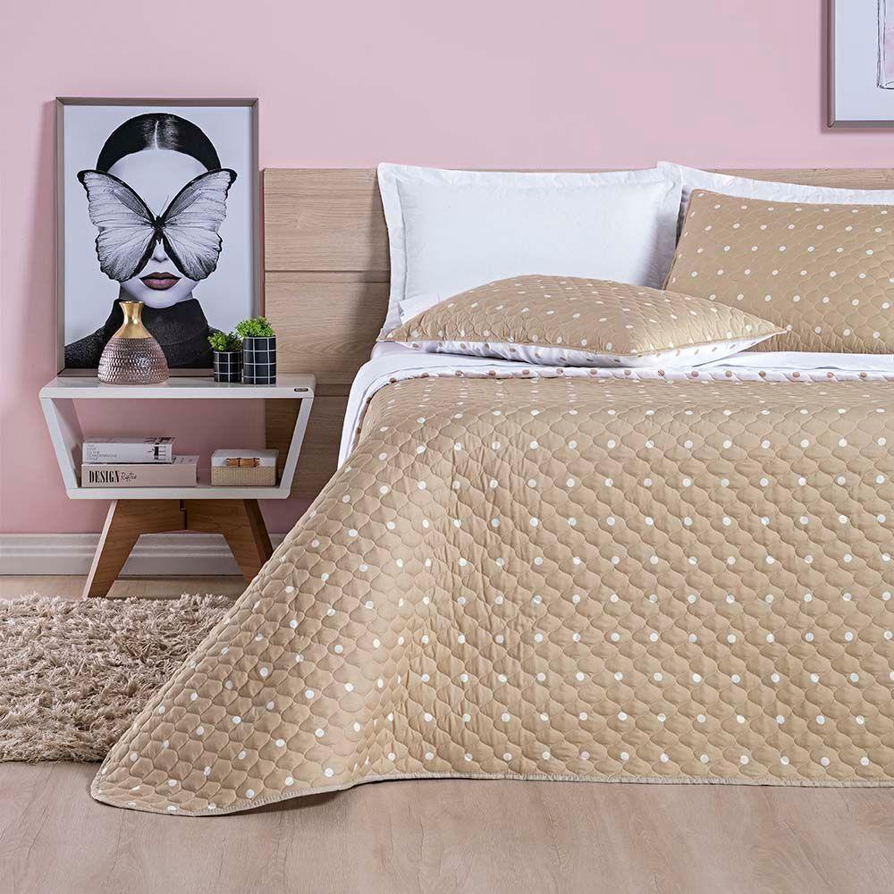 Kit Cobre Leito Celine Casal King Dupla Face Micropercal 200 Fios 03 Peças - Cáqui - 3