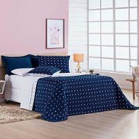 Kit Cobre Leito Celine Casal King Dupla Face Micropercal 200 Fios 03 Peças - Azul Marinho