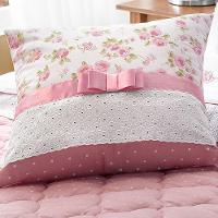 Kit Cobre Leito Casal Queen Yonara 07 Peças Tecido Percal Floral Com Almofada Bordado Inglês - Rosê - 2