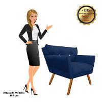 Poltrona Anitta Azul Marinho Com Strass Pés Palito Castanho - 5