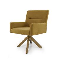 Poltrona Ana Veludo Mostarda Base Giratória Madeira D'Rossi - 2