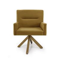 Poltrona Ana Veludo Mostarda Base Giratória Madeira D'Rossi - 3