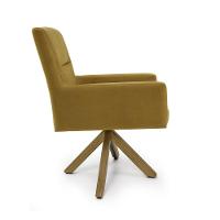 Poltrona Ana Veludo Mostarda Base Giratória Madeira D'Rossi - 4