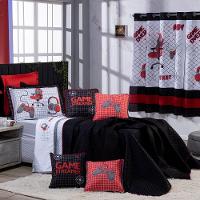 Kit Cobre Leito Game Streamer Dupla Face C/ Almofadas Solteiro 05pçs Vermelho - 5