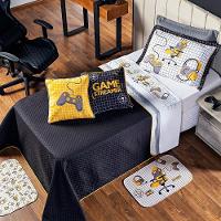 Kit Cobre Leito Game Streamer Dupla Face C/ Almofadas Solteiro 05pçs Amarelo - 5