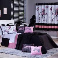 Kit Cobre Leito Game Streamer Dupla Face C/ Almofadas Solteiro 05pçs Rosê - 8