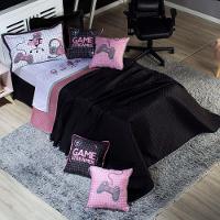 Kit Cobre Leito Game Streamer Dupla Face C/ Almofadas Solteiro 05pçs Rosê - 9