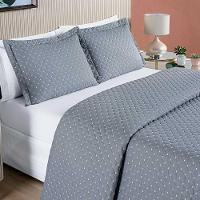 Kit Cobre Leito Espanha Casal Queen 03 Peças Micropercal 200 Fios Matelado White Line - Cinza - 2