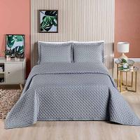 Kit Cobre Leito Espanha Casal Queen 03 Peças Micropercal 200 Fios Matelado White Line - Cinza - 3