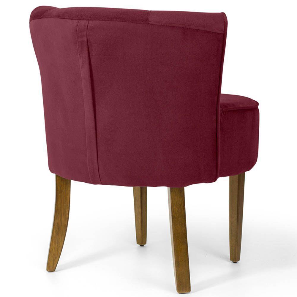 Poltrona Base de Madeira Ayla Veludo Marsala - 5