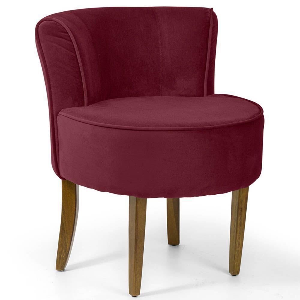 Poltrona Base de Madeira Ayla Veludo Marsala - 6