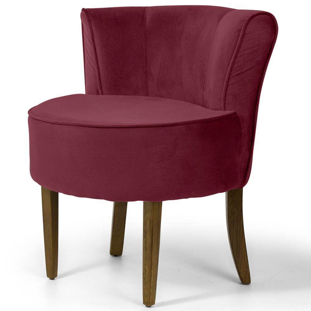 Poltrona Base de Madeira Ayla Veludo Marsala - 7