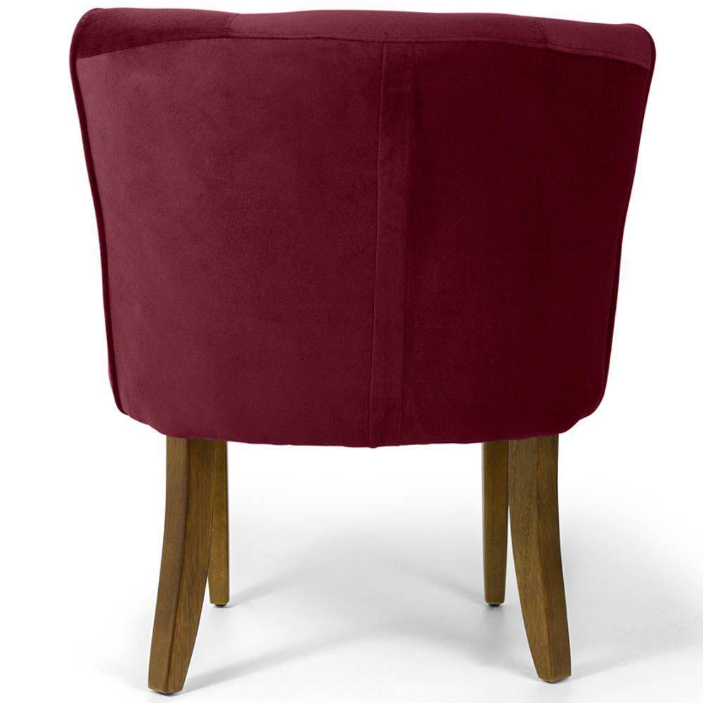 Poltrona Base de Madeira Ayla Veludo Marsala - 11